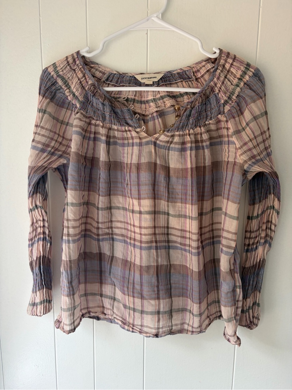 Lucky Brand soft peasant style blouse medium